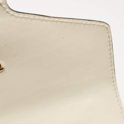 Pre Owned Gucci Off White Leather Mini Web Chain Sylvie Crossbody Bag