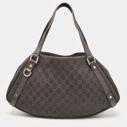 Gucci Dark Brown GG Canvas and Leather Medium Abbey Hobo