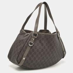 Gucci Dark Brown GG Canvas and Leather Medium Abbey Hobo