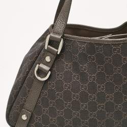 Gucci Dark Brown GG Canvas and Leather Medium Abbey Hobo