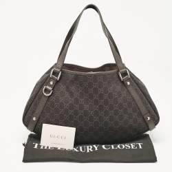 Gucci Dark Brown GG Canvas and Leather Medium Abbey Hobo