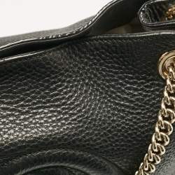 Pre Owned Gucci Black Leather Medium Chain Soho Tote