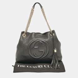 Pre Owned Gucci Black Leather Medium Chain Soho Tote