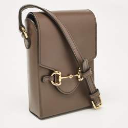 Gucci Brown Leather Mini Horsebit 1955 Crossbody Bag