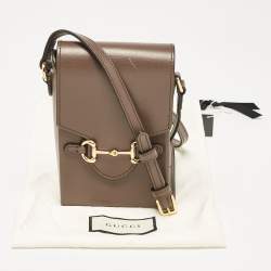 Gucci Brown Leather Mini Horsebit 1955 Crossbody Bag