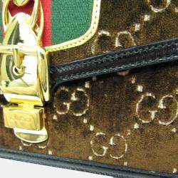 Gucci Brown Sherry Line Sylvie Leather Suede Shoulder Bag