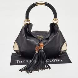 Pre Owned Gucci Black Leather Medium Babouska Indy Hobo