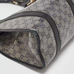 Pre Owned Gucci Grey/Black GG Crystal Canvas and Leather Bardot Joy Hobo