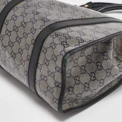 Pre Owned Gucci Grey/Black GG Crystal Canvas and Leather Bardot Joy Hobo