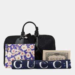 Gucci Black Canvas Leather Jumbo Gg Small Duffle Boston Bag