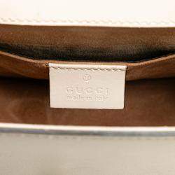 Gucci White Leather Sylvie Chain Shoulder Bag