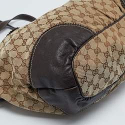 Pre Owned Gucci Dark Brown/Beige GG Canvas Large Tribeca Tote