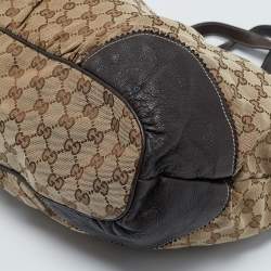 Pre Owned Gucci Dark Brown/Beige GG Canvas Large Tribeca Tote