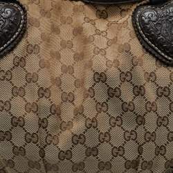 Pre Owned Gucci Dark Brown/Beige GG Canvas Large Tribeca Tote