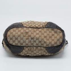 Pre Owned Gucci Dark Brown/Beige GG Canvas Large Tribeca Tote