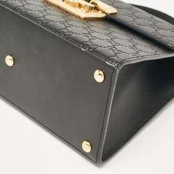 Gucci Black Guccissima Leather Small Padlock Top Handle Bag