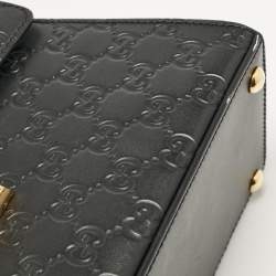 Gucci Black Guccissima Leather Small Padlock Top Handle Bag