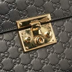 Gucci Black Guccissima Leather Small Padlock Top Handle Bag