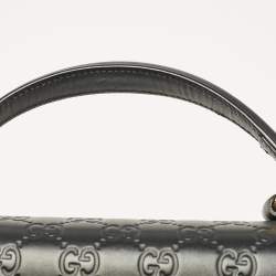 Gucci Black Guccissima Leather Small Padlock Top Handle Bag