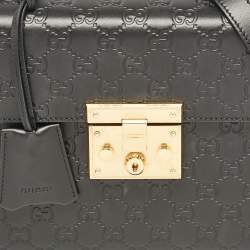 Gucci Black Guccissima Leather Small Padlock Top Handle Bag