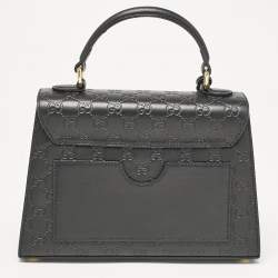 Gucci Black Guccissima Leather Small Padlock Top Handle Bag