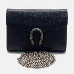 Pre Owned Gucci Black Leather Gucci Dionysus Mini Chain Bag