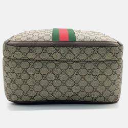 Pre Owned Gucci Beige Brown PVC Gucci Ophidia GG Supreme Medium Backpack