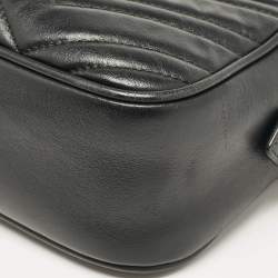 Pre Owned Gucci Black Matelassé Leather Small GG Marmont Shoulder Bag