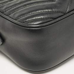 Pre Owned Gucci Black Matelassé Leather Small GG Marmont Shoulder Bag