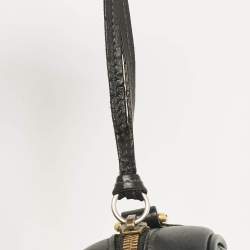 Pre Owned Gucci Black Matelassé Leather Small GG Marmont Shoulder Bag