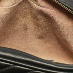 Pre Owned Gucci Black Matelassé Leather Small GG Marmont Shoulder Bag