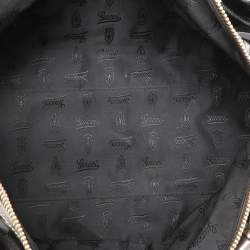 Gucci Black Coated Fabric and Leather Dialux Pop Bamboo Satchel