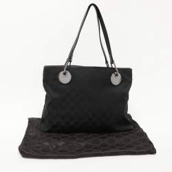 Gucci Black GG Canvas and Leather Small Eclipse Tote