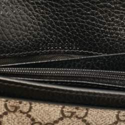 Gucci Beige/Black GG Supreme Canvas and Leather Wallet On Chain