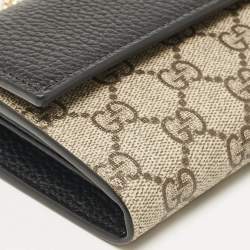 Gucci Beige/Black GG Supreme Canvas and Leather Wallet On Chain