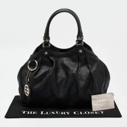 Gucci Black Guccissima Leather Medium Sukey Tote