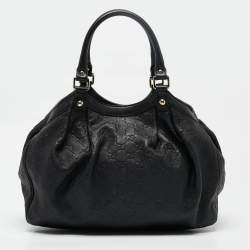 Gucci Black Guccissima Leather Medium Sukey Tote