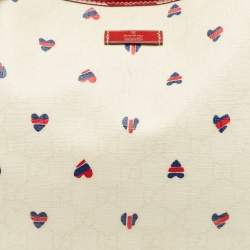 Pre Owned Gucci Red/White GG Supreme Canvas and Patent Leather Medium Heart Joy Tote
