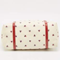 Pre Owned Gucci Red/White GG Supreme Canvas and Patent Leather Medium Heart Joy Tote