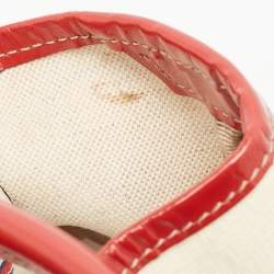 Pre Owned Gucci Red/White GG Supreme Canvas and Patent Leather Medium Heart Joy Tote