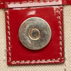 Pre Owned Gucci Red/White GG Supreme Canvas and Patent Leather Medium Heart Joy Tote