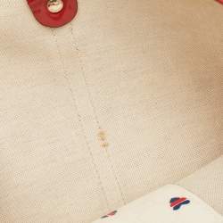 Pre Owned Gucci Red/White GG Supreme Canvas and Patent Leather Medium Heart Joy Tote