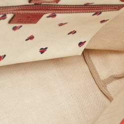 Pre Owned Gucci Red/White GG Supreme Canvas and Patent Leather Medium Heart Joy Tote