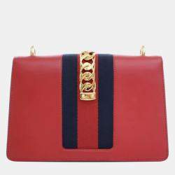 Gucci Red Leather Gucci Small Leather Sylvie Satchel