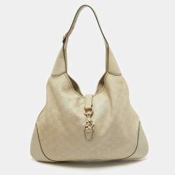 Pre Owned Gucci Cream Guccissima Leather Large New Jackie Hobo