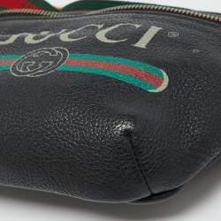 Gucci Black Leather Vintage Logo Web Belt Bag