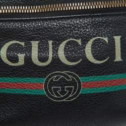 Gucci Black Leather Vintage Logo Web Belt Bag
