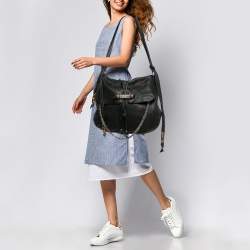 Pre Owned Gucci Black Leather Large Jungle Shoulder Bag