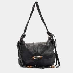 Pre Owned Gucci Black Leather Large Jungle Shoulder Bag