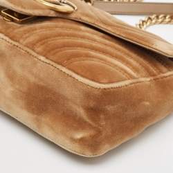 Pre Owned حقيبة كتف غوتشي مارمونت جلد ماتيلاس أسود مزينة جي جي صغيرة